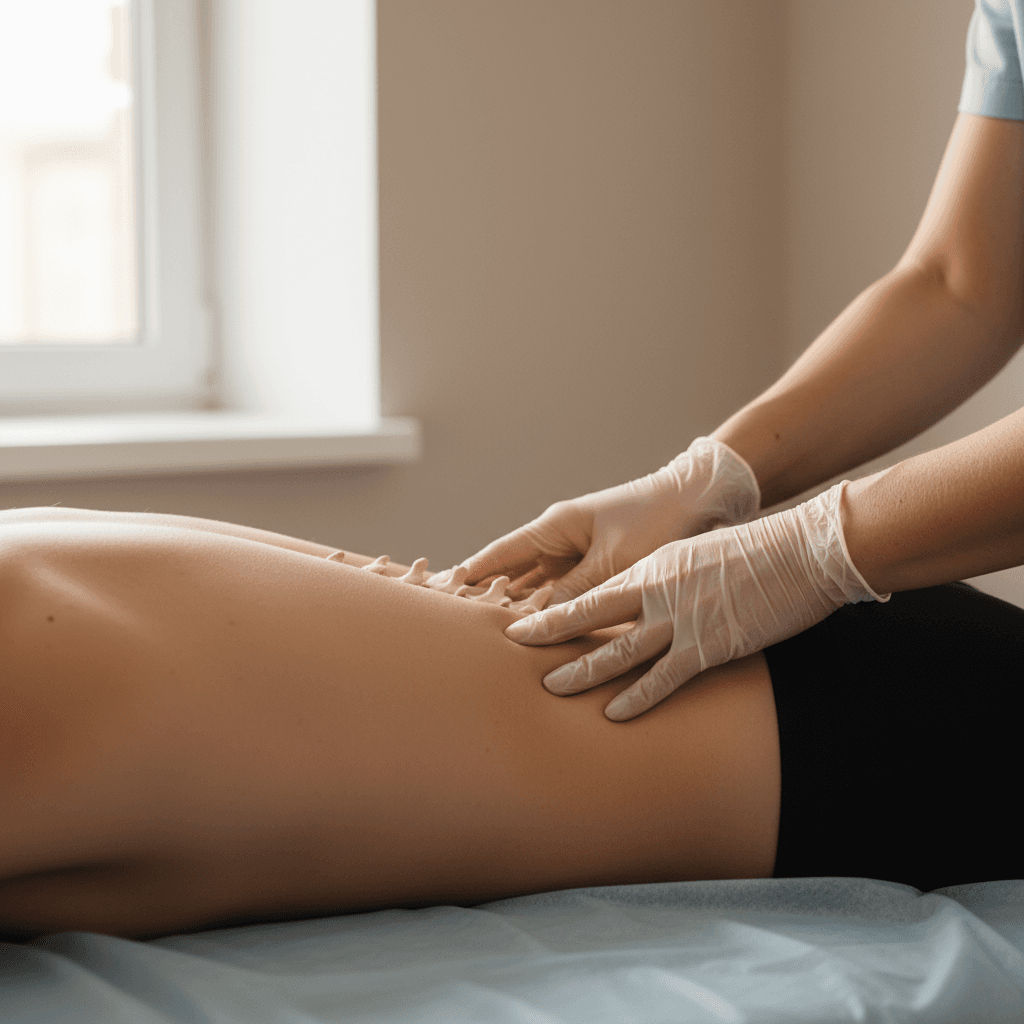 Vertebrologist performing spinal assessment